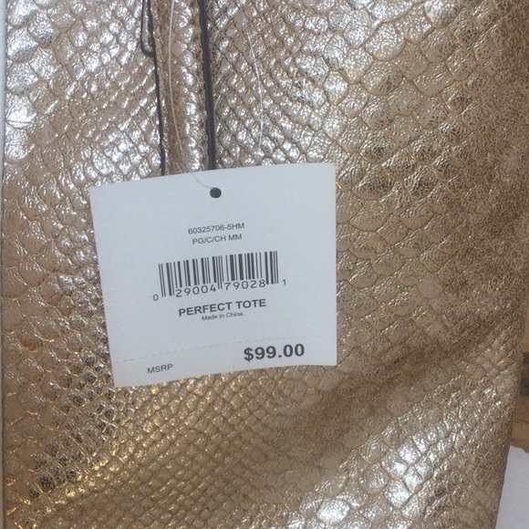 NWT Anne Klein Gold Tan Cream Tote with Orange lining - Picture 9 of 16